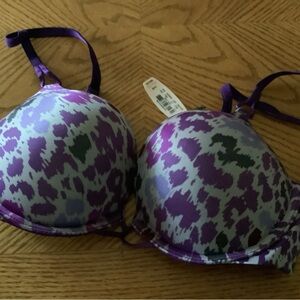 Victoria's Secret Purple and Gray Leopard Print Bra
